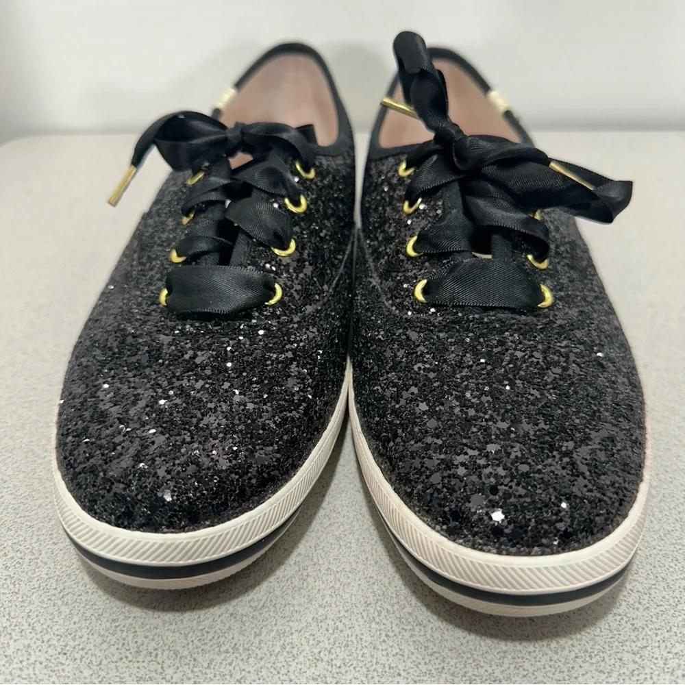 Keds x Kate Spade New York Women's 8 Champion Glitter Sneakers‎ Black WF52882